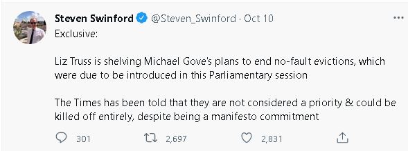 The Times political editor claims government may shelve plans to abolish Section 21 evictions