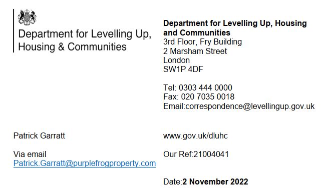 Department for Levelling Up Housing & Communities responds